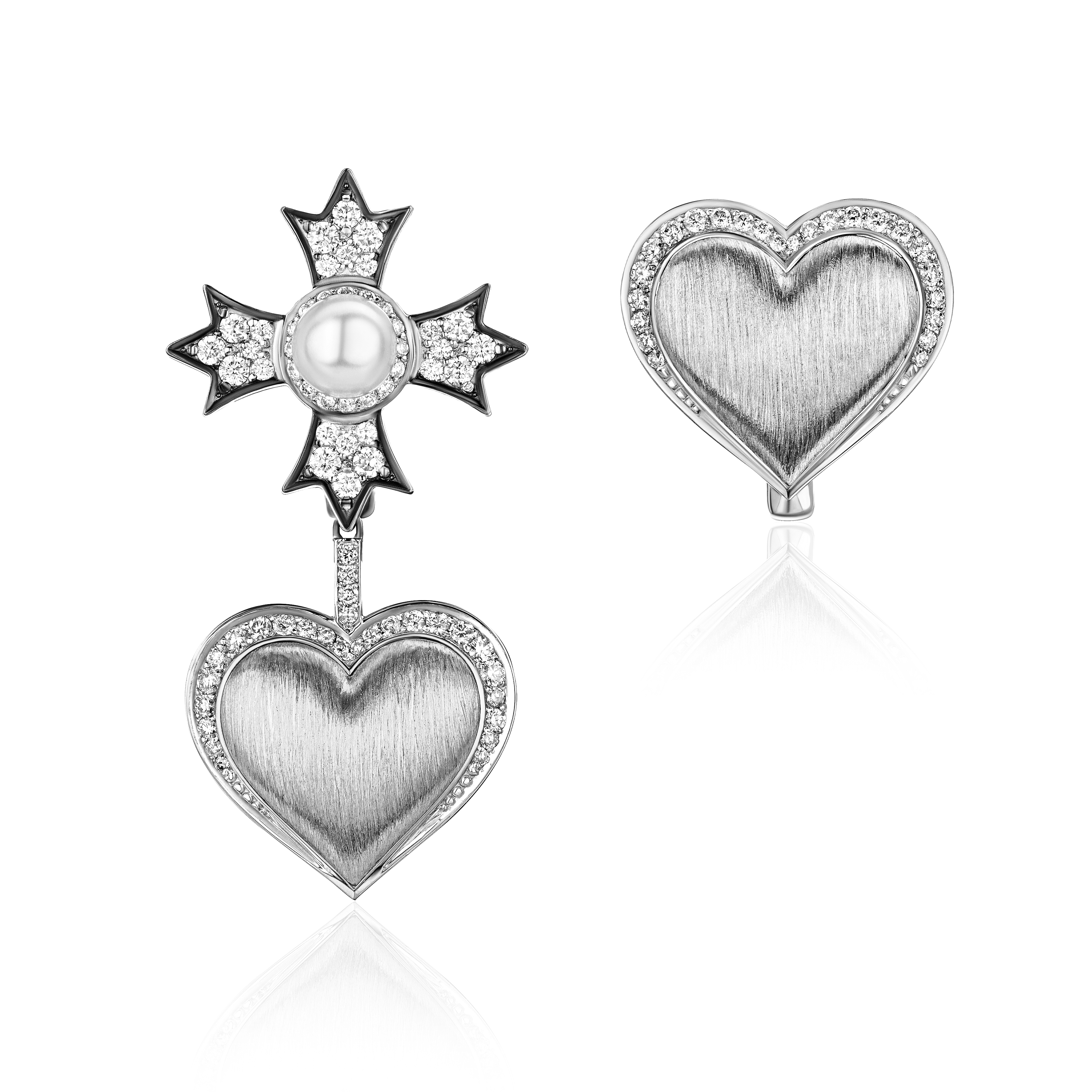 Серьги из белого золота с жемчугом и бриллиантами 585 пробы 01С6215935ЧР-1