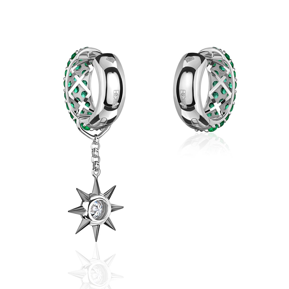 Серьги из белого золота с агатами и бриллиантом 585 пробы 01С6215931ЧР-1