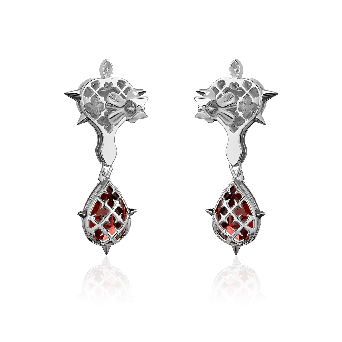 Серьги из белого золота с гранатами и бриллиантами 585 пробы 01С6215827ЧР-1