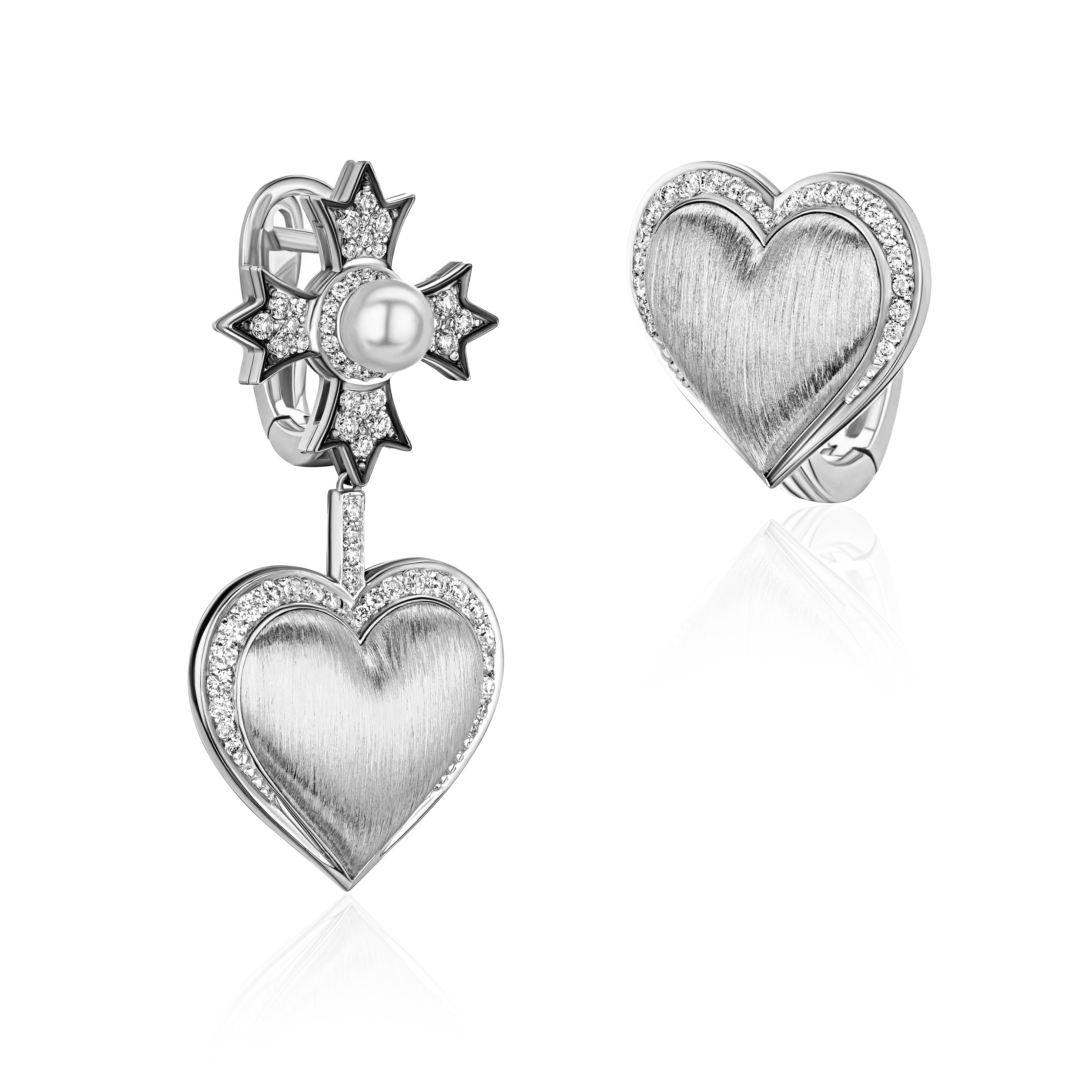 Серьги из белого золота с жемчугом и бриллиантами 585 пробы 01С6215935ЧР-1