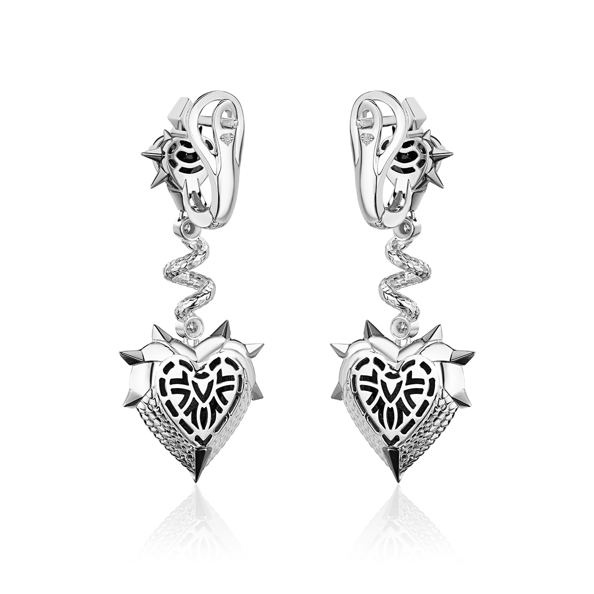 Серьги из белого золота с гранатами и бриллиантами 585 пробы 01С6215832ЧР-1